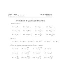 Worksheet: Logarithmic Function - Department of Mathematics