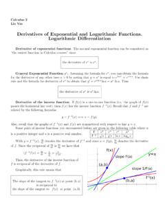 Derivatives of Exponential and Logarithmic Functions ...