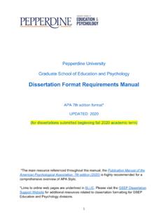 Dissertation Format Requirements Manual
