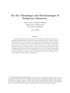 On the Advantages and Disadvantages of …