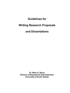 Guidelines for Writing Research Proposals and Dissertations