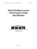 Performance Guide Specifications for Metal Roofing Systems