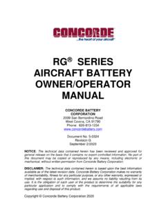 RG SERIES AIRCRAFT BATTERY OWNER/OPERATOR MANUAL