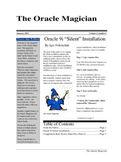 January 2002 Volume I, number1 Oracle 9i “Silent” Installation