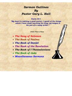 Sermon Outlines By Pastor Gary L. Hall