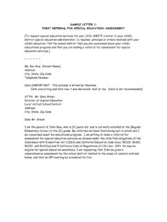 SAMPLE LETTER 1: FIRST REFERRAL FOR SPECIAL …