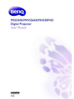 MS524AE/MW526AE/MH530FHD Digital Projector User Manual