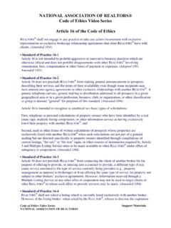NATIONAL ASSOCIATION OF REALTORS&#174; Code of Ethics …