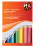 Effective Programmes in Secondary Reading - Best Evidence