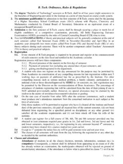 B. Tech. Ordinance, Rules &amp; Regulations