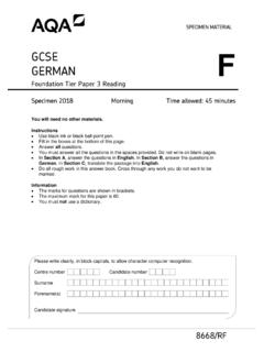 GCSE German Paper 3 - Reading Specimen question …