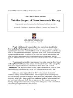 Nutrition Support of Hemochromatosis Therapy