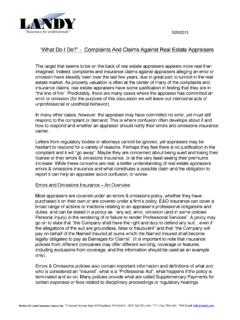 “What Do I Do?” - Complaints And Claims Against …