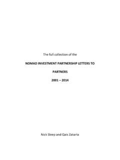 NOMAD INVESTMENT PARTNERSHIP LETTERS TO …
