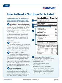 MOVE! Nutrition Handout N10: How to Read a Nutrition …