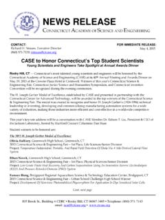 NEWS RELEASE - Connecticut Academy of Science …