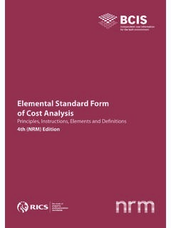 Elemental Standard Form of Cost Analysis - RICS