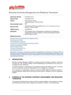 Business Continuity Management and Resilience Framework