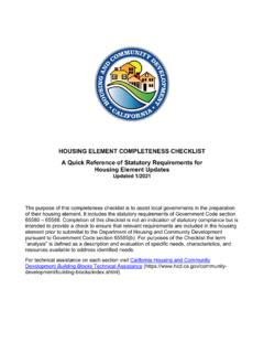 Housing Element Completeness Checklist