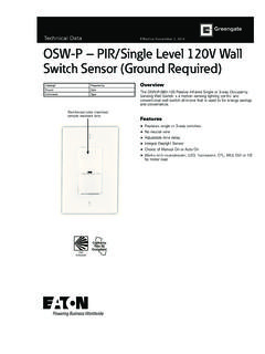 Technical Data OSW-P – PIR/Single Level 120V Wall Switch ...