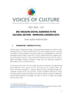 (RE)-ENGAGING DIGITAL AUDIENCES IN THE CULTURAL …
