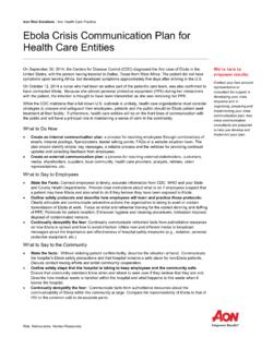 Ebola Crisis Communication Plan for Health Care Entities