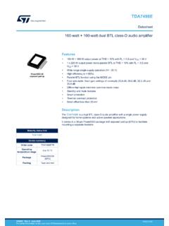 Datasheet - TDA7498E - 160-watt + 160-watt dual BTL class ...