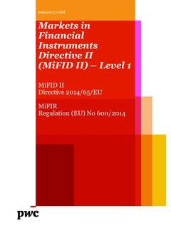 Market Financial Instruments Directive II (MiFID II)  …
