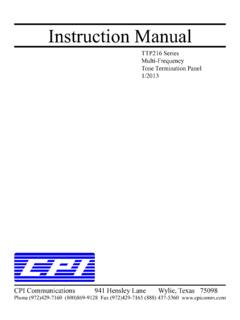 TTP216 Series Instruction Manual Multi-Frequency Tone ...