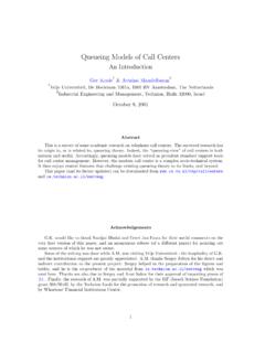 Queueing Models of Call Centers - Columbia …
