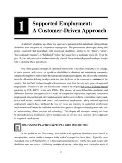 1 Supported Employment: A Customer-Driven Approach