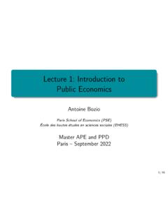 Lecture 1: Introduction to Public Economics