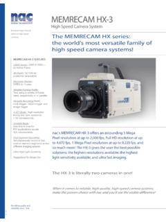 nac MEMRECAM HX-3 High Speed Camera System …