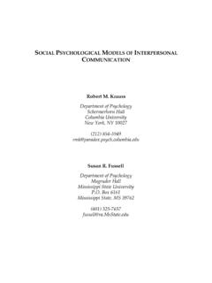 SOCIAL P MODELS OF INTERPERSONAL COMMUNICATION …