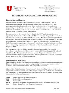 DEVIATIONS: DOCUMENTATION AND REPORTING