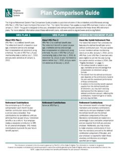 VRS Plan Comparison Guide - University of Virginia