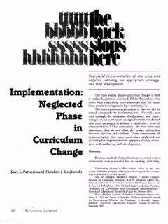 Implementation: Neglected Phase in Curriculum …