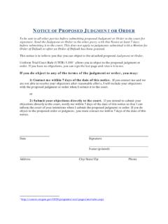 NOTICE OF PROPOSED JUDGMENT OR RDER - State of Oregon