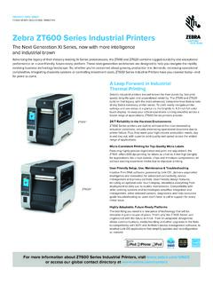ZT600 Series Industrial Printers Spec Sheet