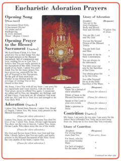 Eucharistic Adoration Prayers