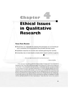 Ethical Issues in Qualitative Research - SAGE Publications