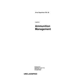 Ammunition Management - United States Army