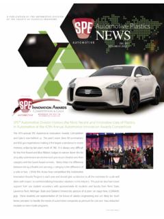 SPE&#174; Automotive Division Honors the Most Recent …