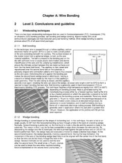 Chapter A: Wire Bonding 2 Level 2. Conclusions and guideline