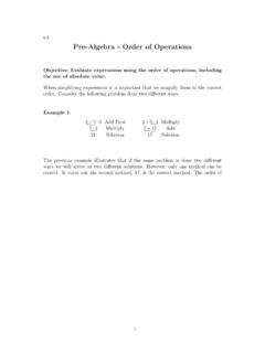 0.3 Pre-Algebra - Order of Operations - CCfaculty.org