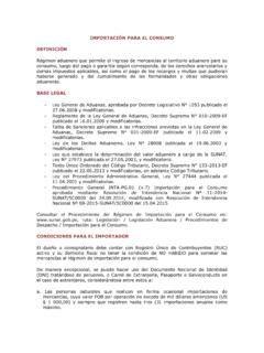 IMPORTACI&#211;N PARA EL CONSUMO DEFINICI&#211;N BASE LEGAL  …