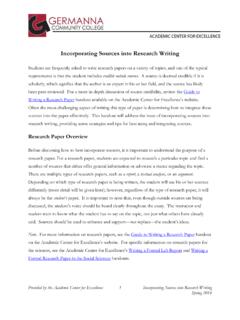 Incorporating Sources into Research Writing