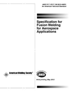 Speciﬁcation for Fusion Welding for Aerospace Applications