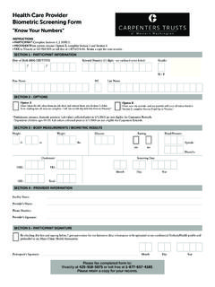 Health Care Provider Biometric Screening Form