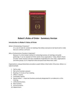 Robert's Rules of Order - Summary Version - ISA Ontario